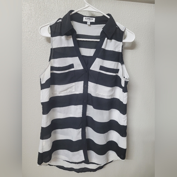 Express Tops - Express Monochrome Striped Sleeveless Blouse Size Medium